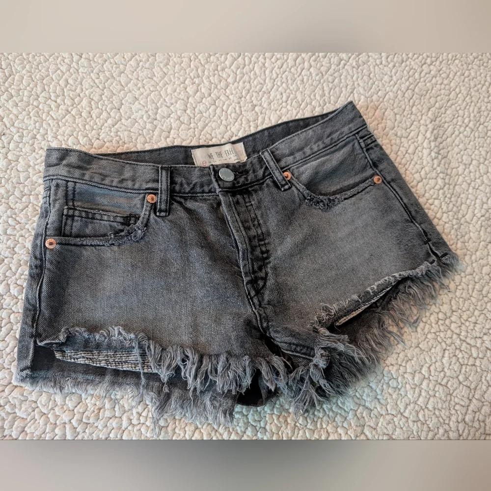 EUC Free People Low Rise Button Fly Distressed Shorts - Picture 2 of 13